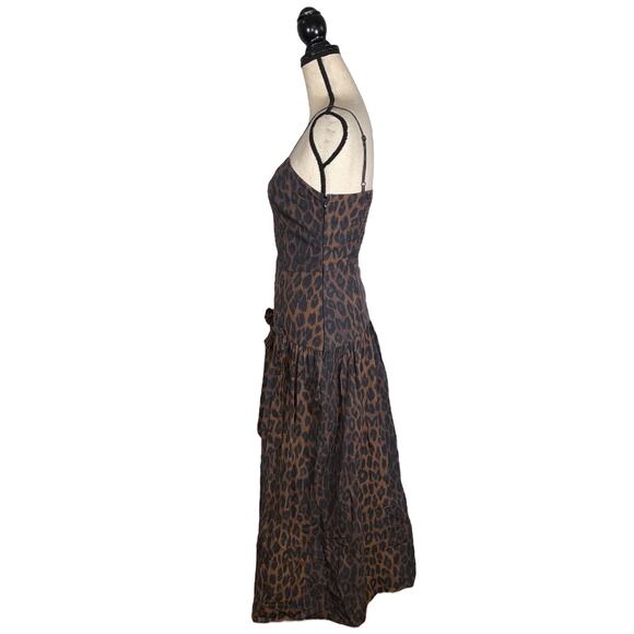 Damson Madder Persephone Dark Leopard Midi Dress     Size: 8 - Picture 5 of 8